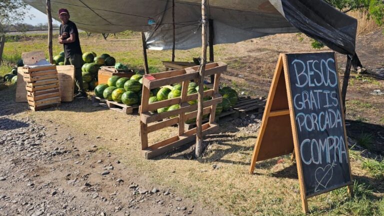 «Beso gratis por cada compra»: el particular cartel de un vendedor jujeño