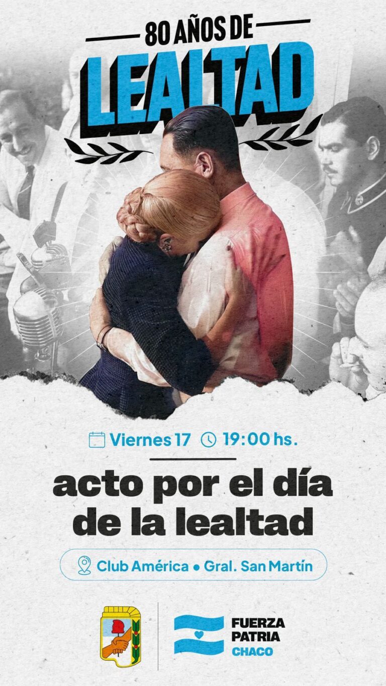 Con un gran acto, el PJ Chaco celebra este viernes el Día de la Lealtad Peronista