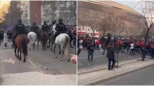 Caos en el Santiago Bernabéu: la policía española reprimió con agresividad a los hinchas del Benfica