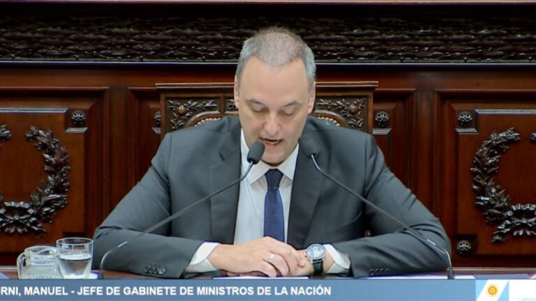 Adorni durante su exposición en el Congreso