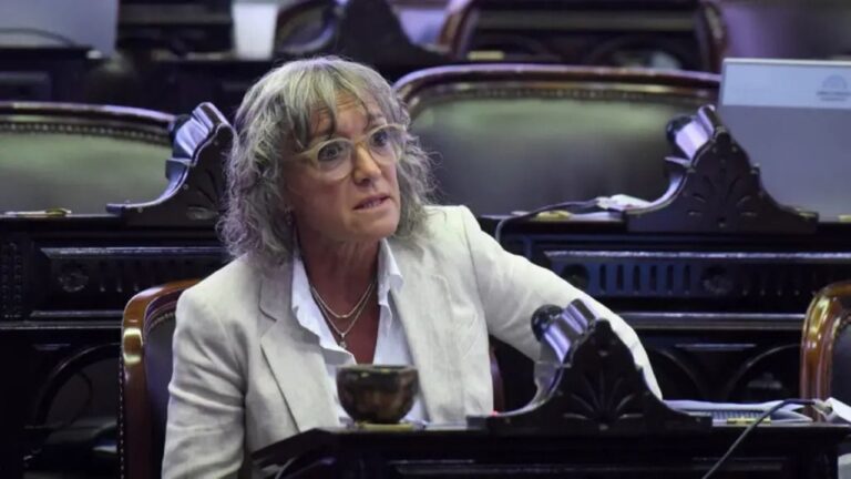 Diputada Mónica Frade durante una entrevista sobre la Ley de Glaciares