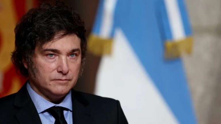 Presidente Javier Milei durante un anuncio oficial sobre la investigación de desinformación.