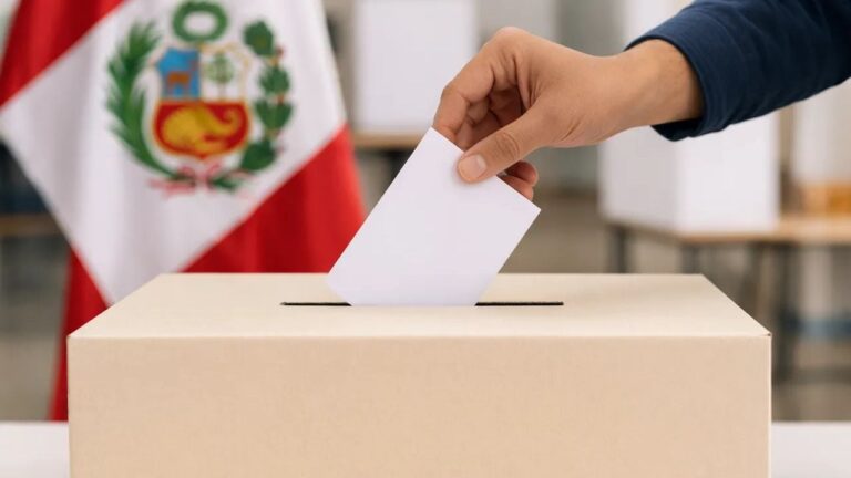 Símbolo electoral peruano con bandera de fondo