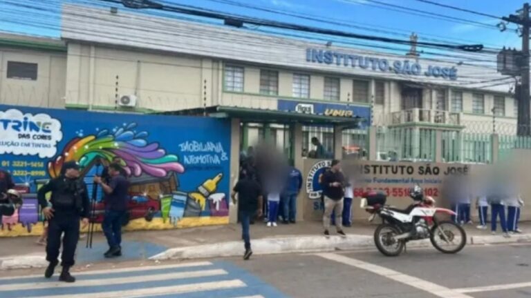 Vista exterior del Instituto São José en Rio Branco, Brasil, tras el ataque armado