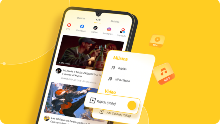 Captura de pantalla de aplicación descargadora multimedia en dispositivo Android