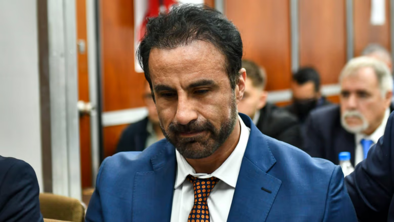 Leopoldo Luque declarando en el tribunal de San Isidro