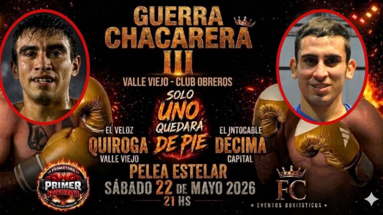 Cartel del combate entre Gabriel Quiroga y Andrés Décima en Guerra Chacarera III