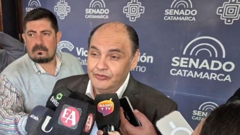 Gustavo Saadi durante su análisis del discurso del gobernador Raúl Jalil en la apertura de sesiones ordinarias