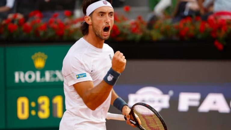 Thiago Tirante celebrando un punto en el Masters 1000 de Roma