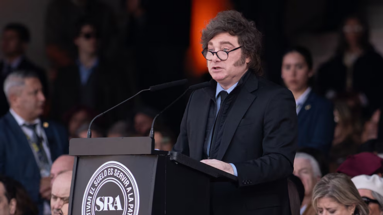 Presidente Javier Milei en el acto de inauguración de la Exposición Rural de Palermo