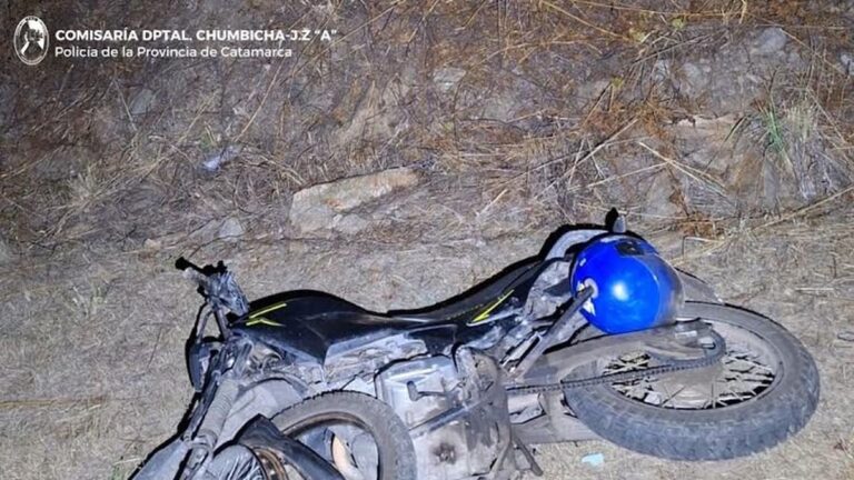 Motocicleta accidentada en la Ruta Nacional 60 en La Cébila