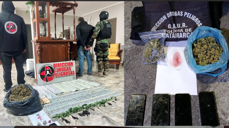 Procedimiento policial contra narcomenudeo en Catamarca con dinero y marihuana secuestrados