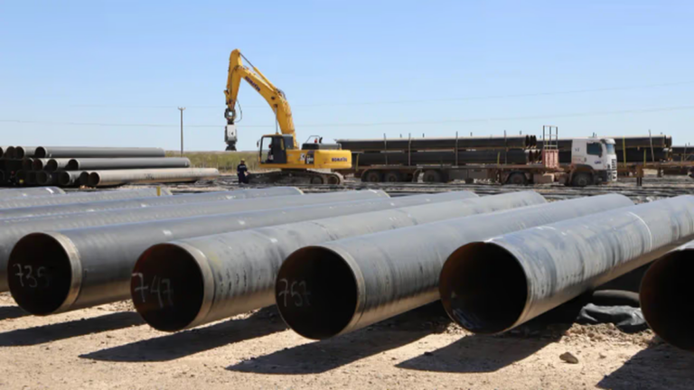 Gasoducto en construcción en Vaca Muerta