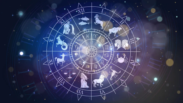 Rueda zodiacal con los signos del zodiaco y símbolos astrológicos