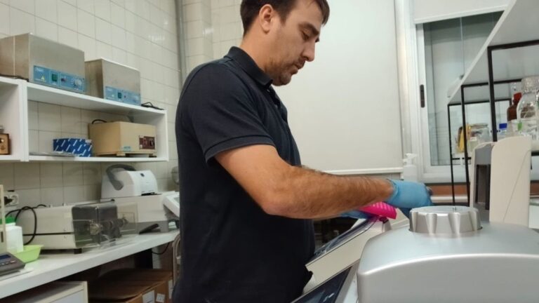 Laboratorio de biología molecular con muestras de líquenes