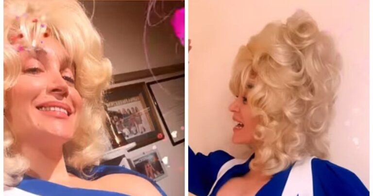 Fátima Florez caracterizada como Dolly Parton