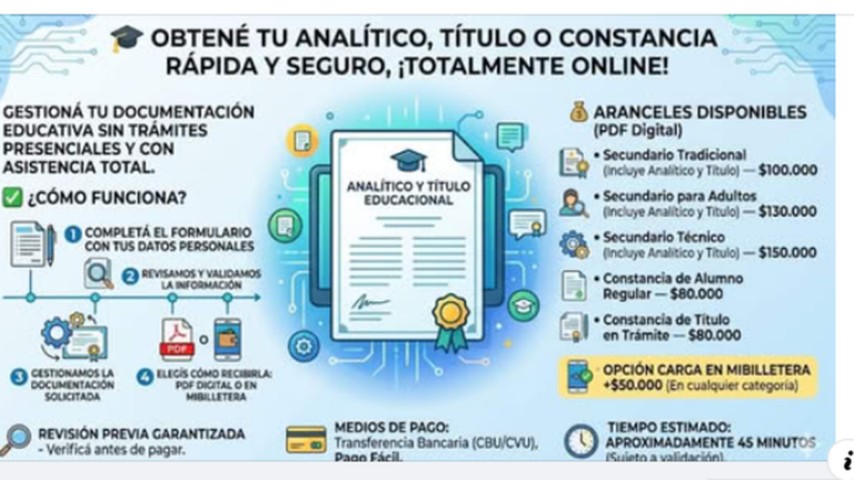 Captura de pantalla de una página web que ofrece títulos apócrifos