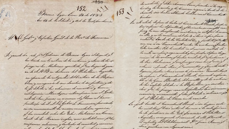 Carta histórica de 1833 sobre la ocupación británica de las Islas Malvinas