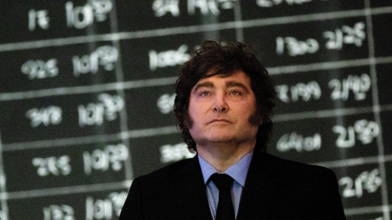 Javier Milei, presidente de Argentina, durante una conferencia