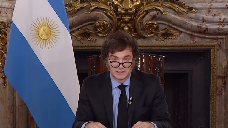 Imagen del presidente Javier Milei durante un acto oficial